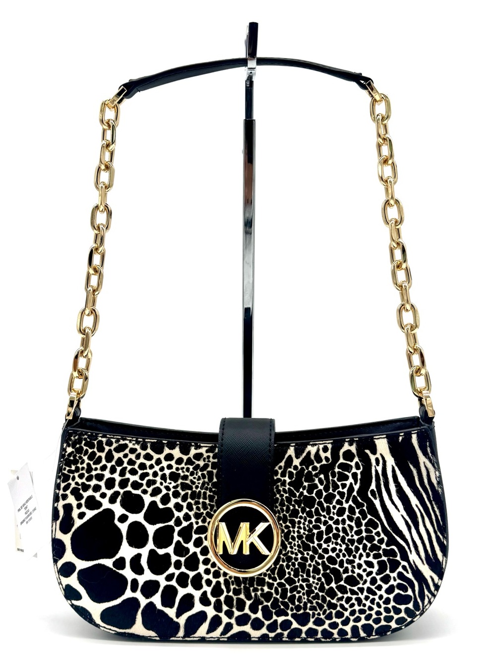Michael Kors Carmen Small Pouchette Leather Crossbody Bag Black Multi